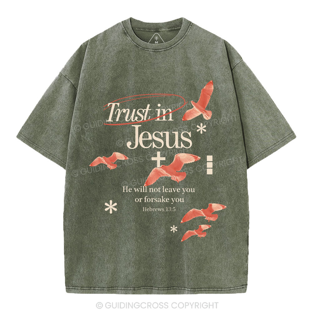 Trust In Jesus Christian Washed T-Shirt