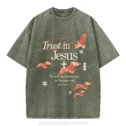 Trust In Jesus Christian Washed T-Shirt