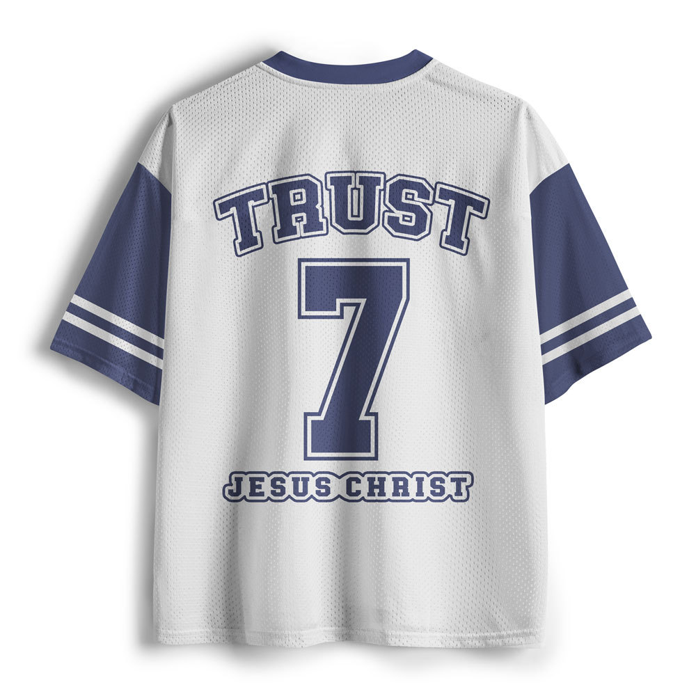 Trust In Jesus Christian White Mesh Jersey
