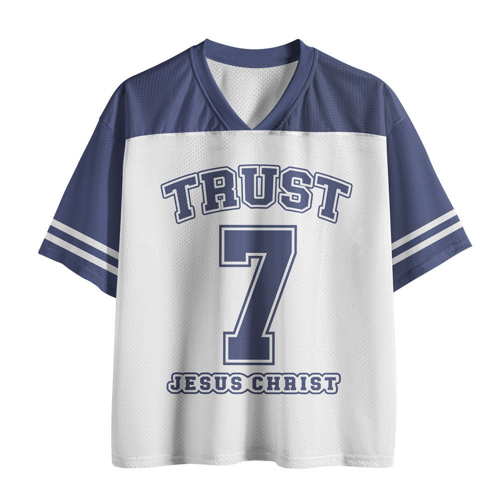 Trust In Jesus Christian White Mesh Jersey