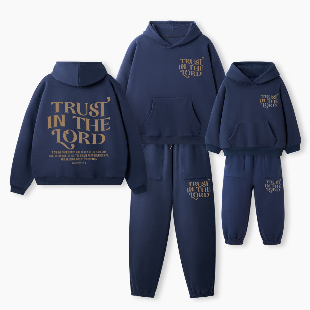 Trust In The Lord Christian Premium Matching Fleece Hoodie Set