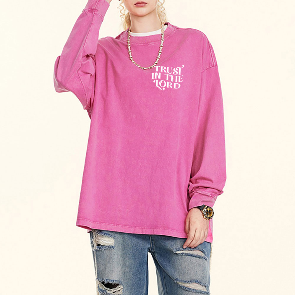 Trust In The Lord Christian Washed Long Sleeve T-Shirt