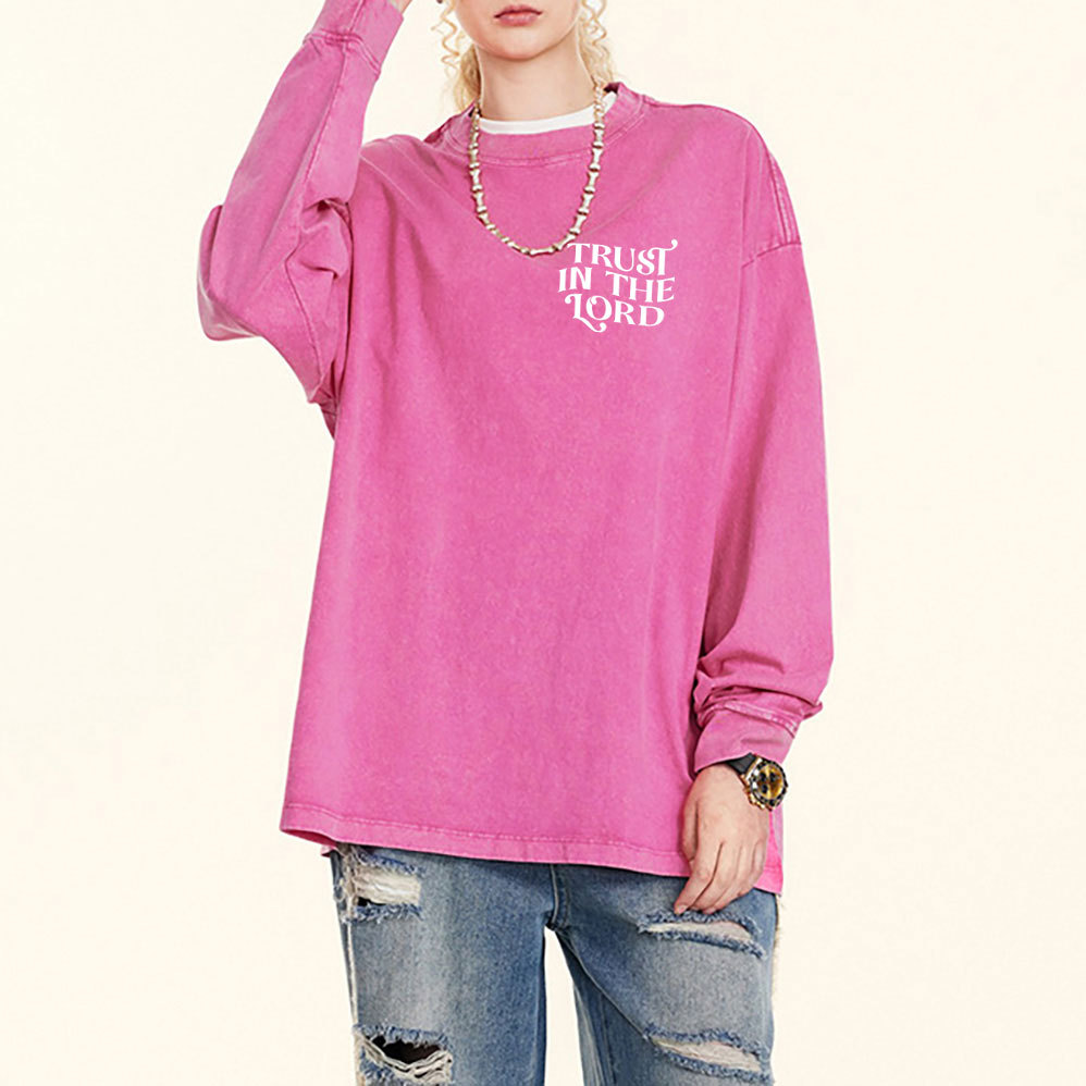 Trust In The Lord Christian Washed Long Sleeve T-Shirt