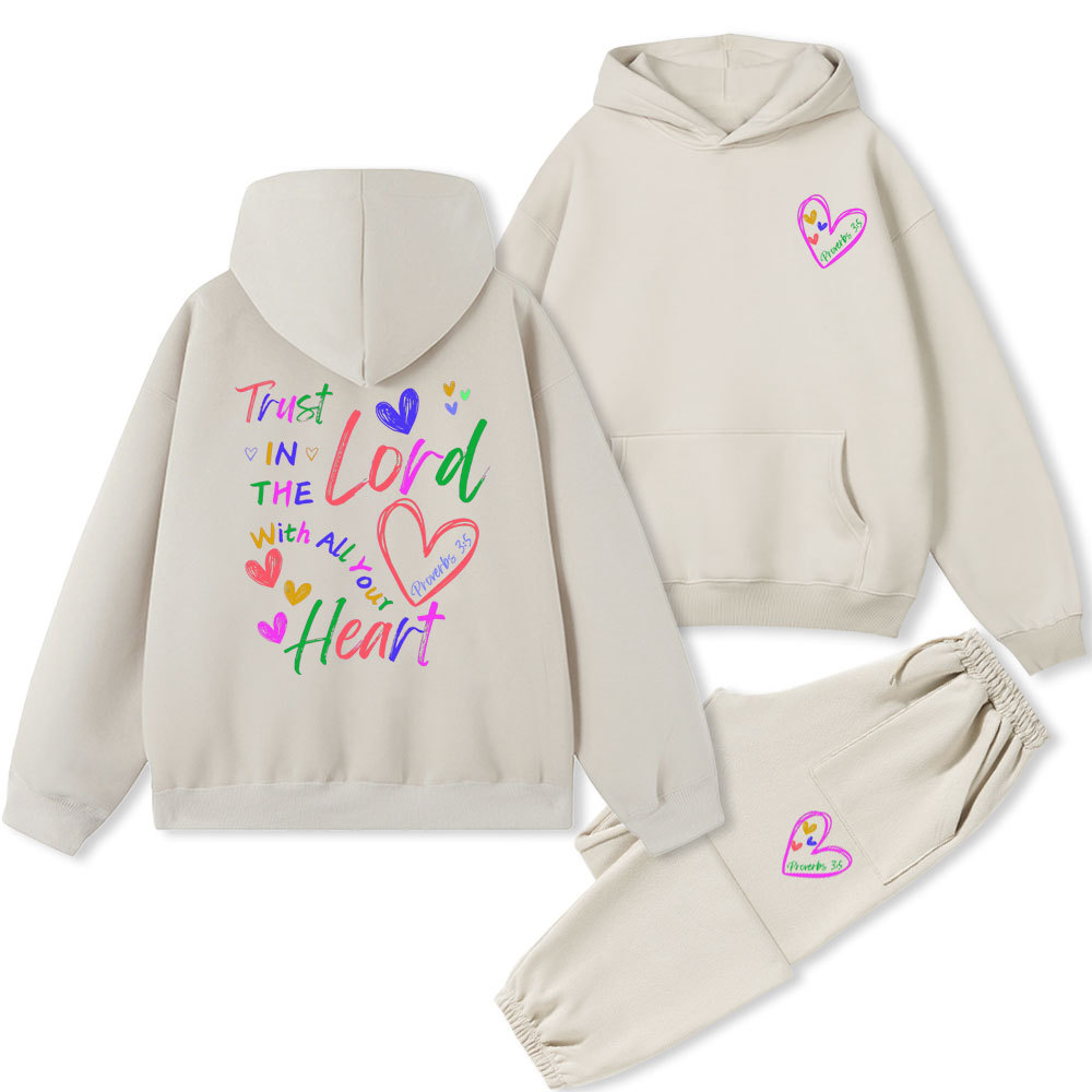 Trust In The Lord With All Your Heart Christian Fleece Hoodie Set