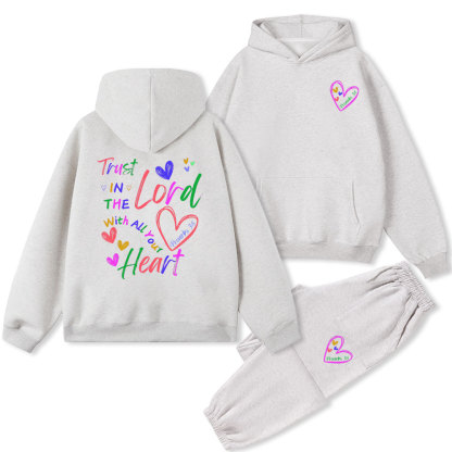 Trust In The Lord With All Your Heart Christian Fleece Hoodie Set