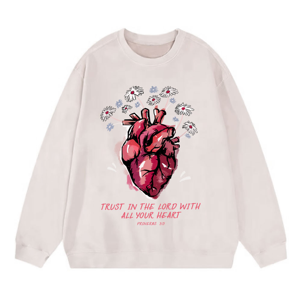 Trust In The Lord With All Your Heart Christian Washed Sweatshirt