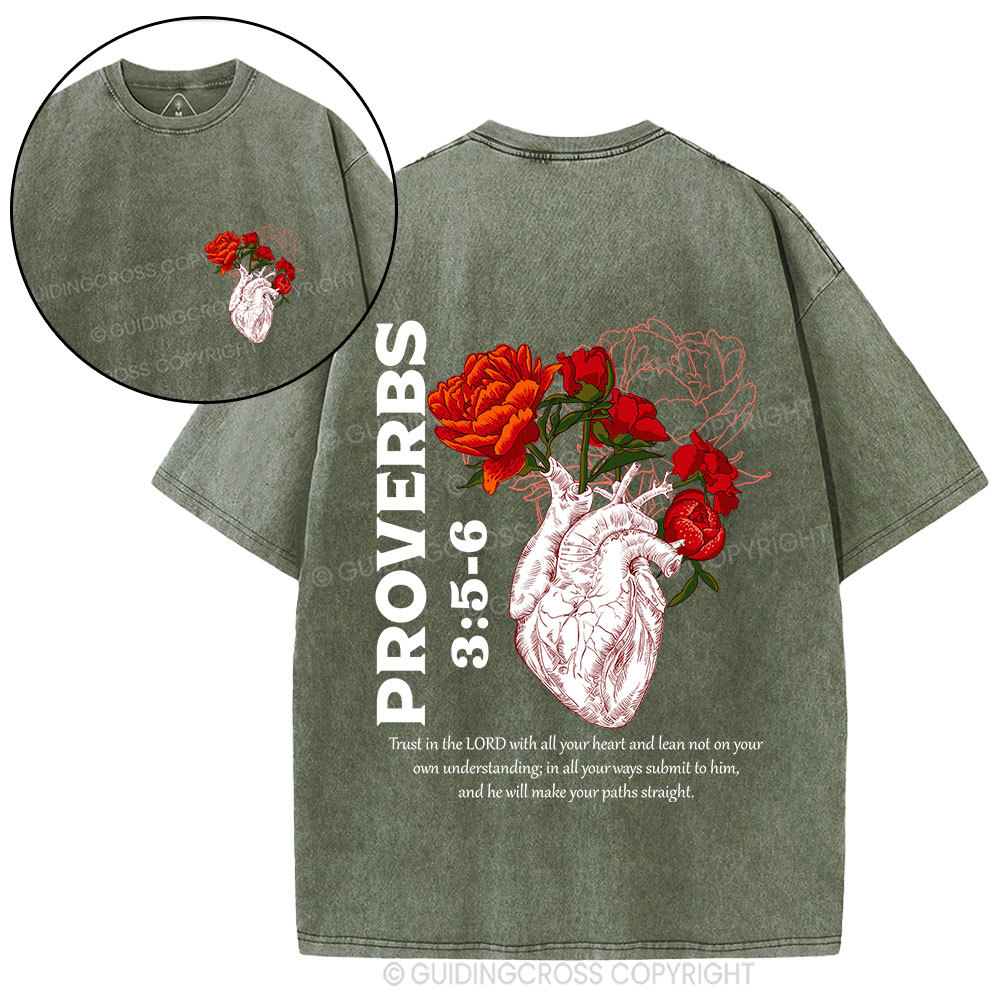 Trust In The Lord With All Your Heart Christian Washed T-Shirt