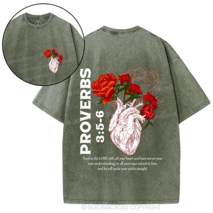 Trust In The Lord With All Your Heart Christian Washed T-Shirt