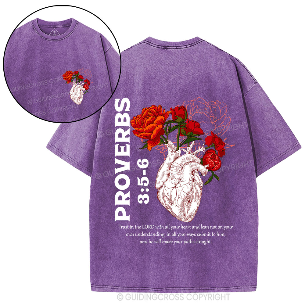Trust In The Lord With All Your Heart Christian Washed T-Shirt Sale - GuidingCross