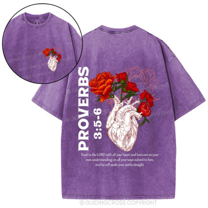 Trust In The Lord With All Your Heart Christian Washed T-Shirt