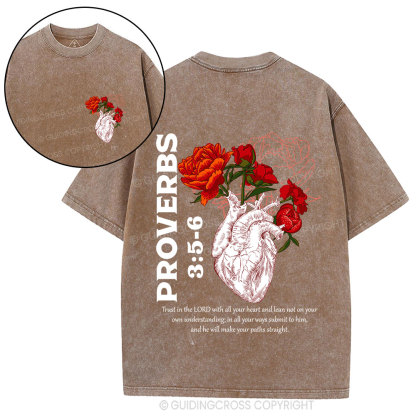 Trust In The Lord With All Your Heart Christian Washed T-Shirt