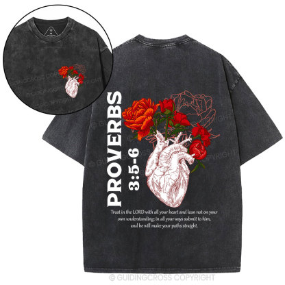 Trust In The Lord With All Your Heart Christian Washed T-Shirt