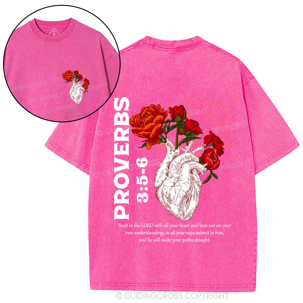 Trust In The Lord With All Your Heart Christian Washed T-Shirt