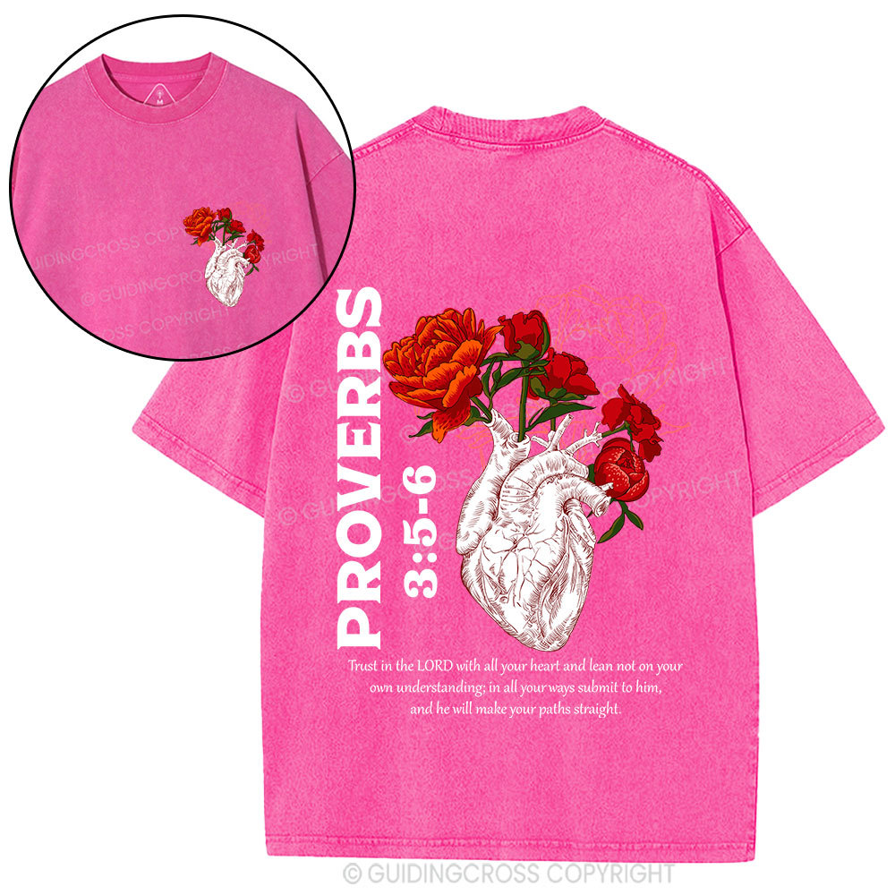 Trust In The Lord With All Your Heart Christian Washed T-Shirt