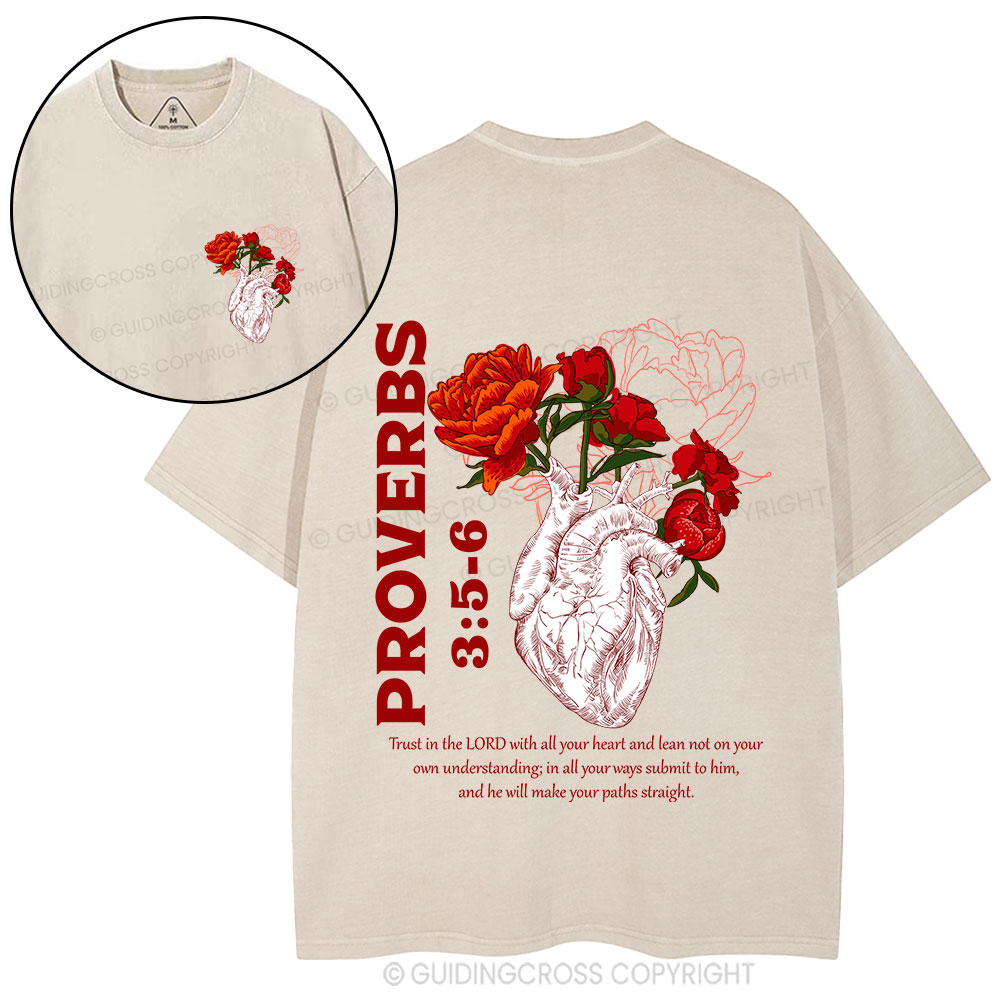 Trust In The Lord With All Your Heart Christian Washed T-Shirt