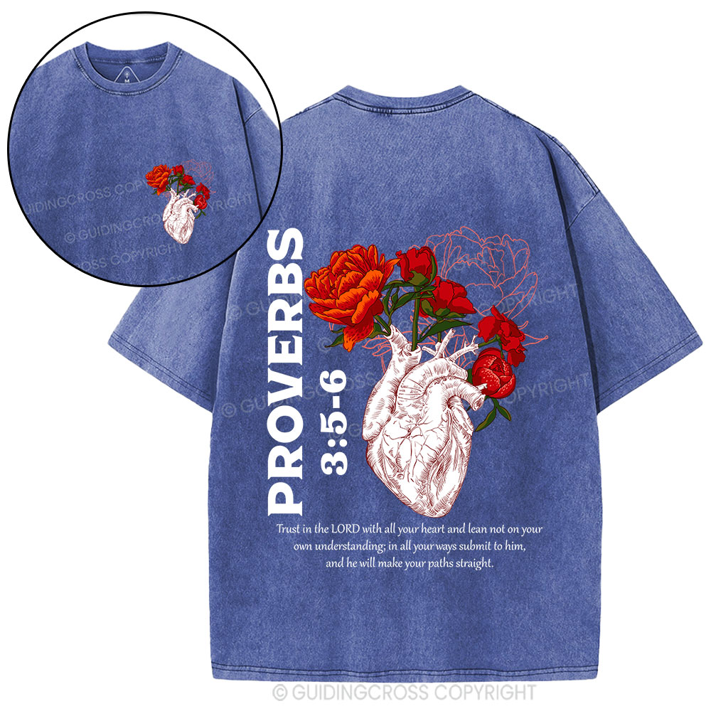 Trust In The Lord With All Your Heart Christian Washed T-Shirt