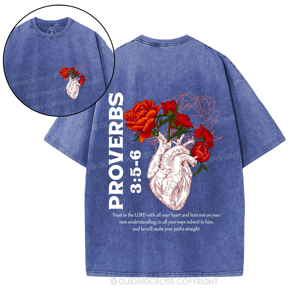 Trust In The Lord With All Your Heart Christian Washed T-Shirt