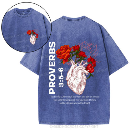 Trust In The Lord With All Your Heart Christian Washed T-Shirt