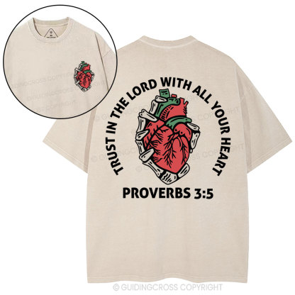 Trust In The Lord With All Your Heart Christian Washed T-Shirt