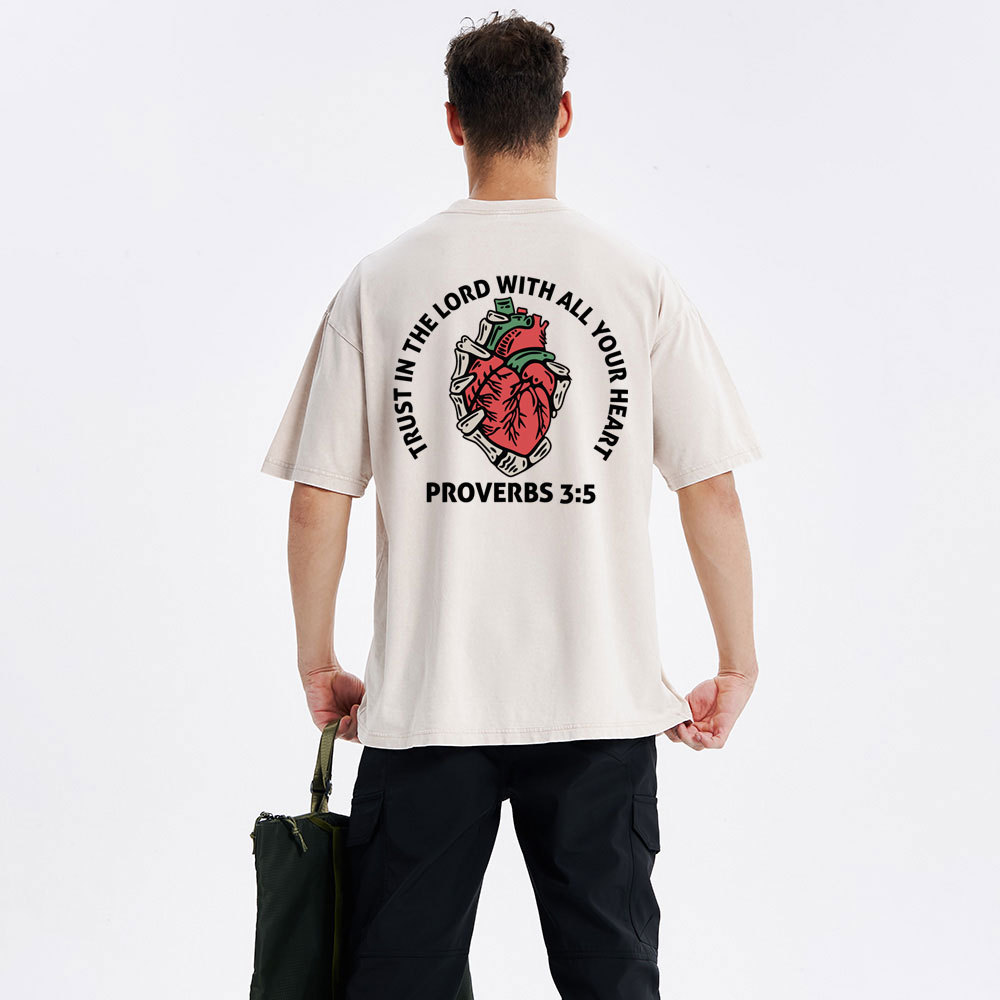 Trust In The Lord With All Your Heart Christian Washed T-Shirt