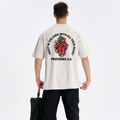 Trust In The Lord With All Your Heart Christian Washed T-Shirt