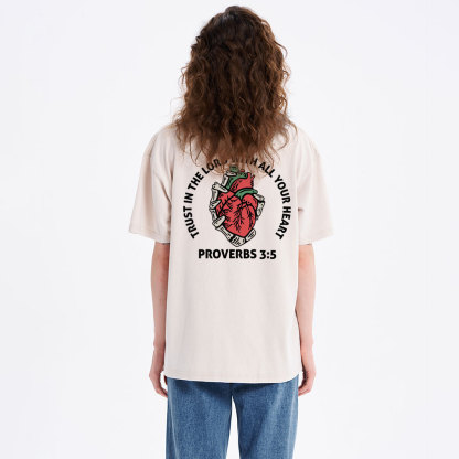 Trust In The Lord With All Your Heart Christian Washed T-Shirt