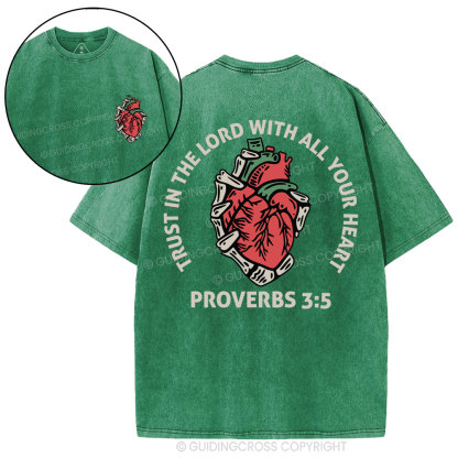 Trust In The Lord With All Your Heart Christian Washed T-Shirt