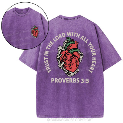 Trust In The Lord With All Your Heart Christian Washed T-Shirt