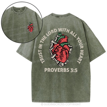 Trust In The Lord With All Your Heart Christian Washed T-Shirt