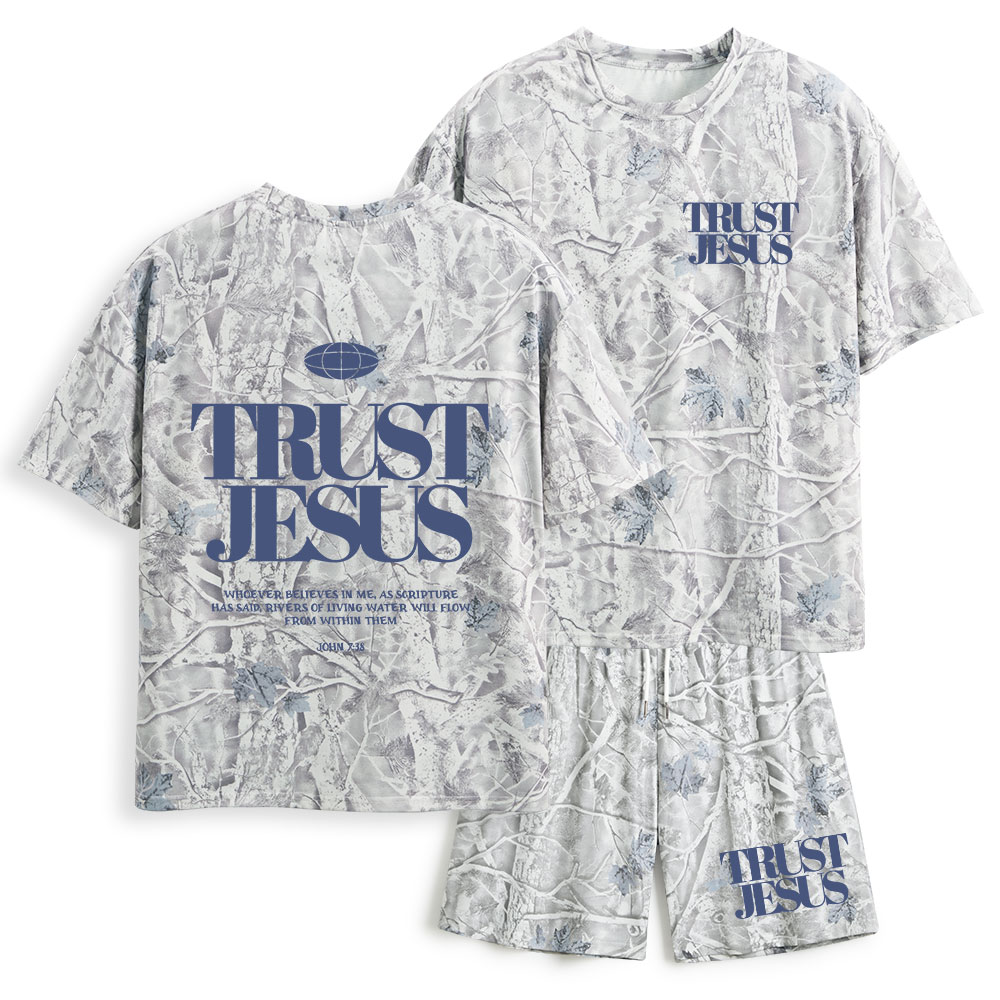 Trust Jesus Christian Camo T-Shirt & Shorts
