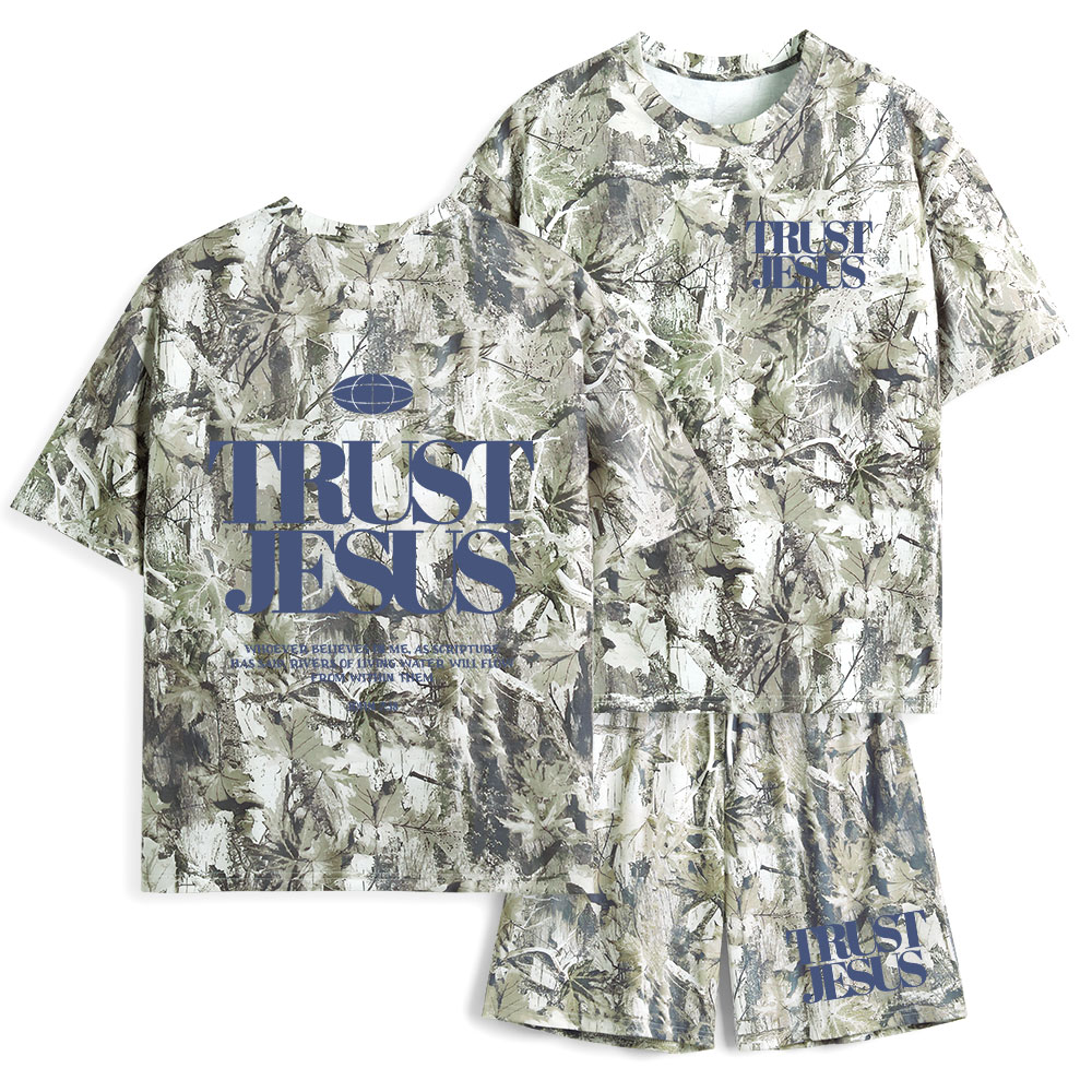 Trust Jesus Christian Camo T-Shirt & Shorts