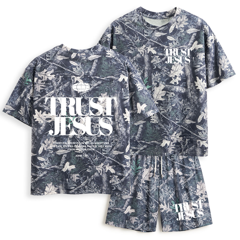 Trust Jesus Christian Camo T-Shirt & Shorts
