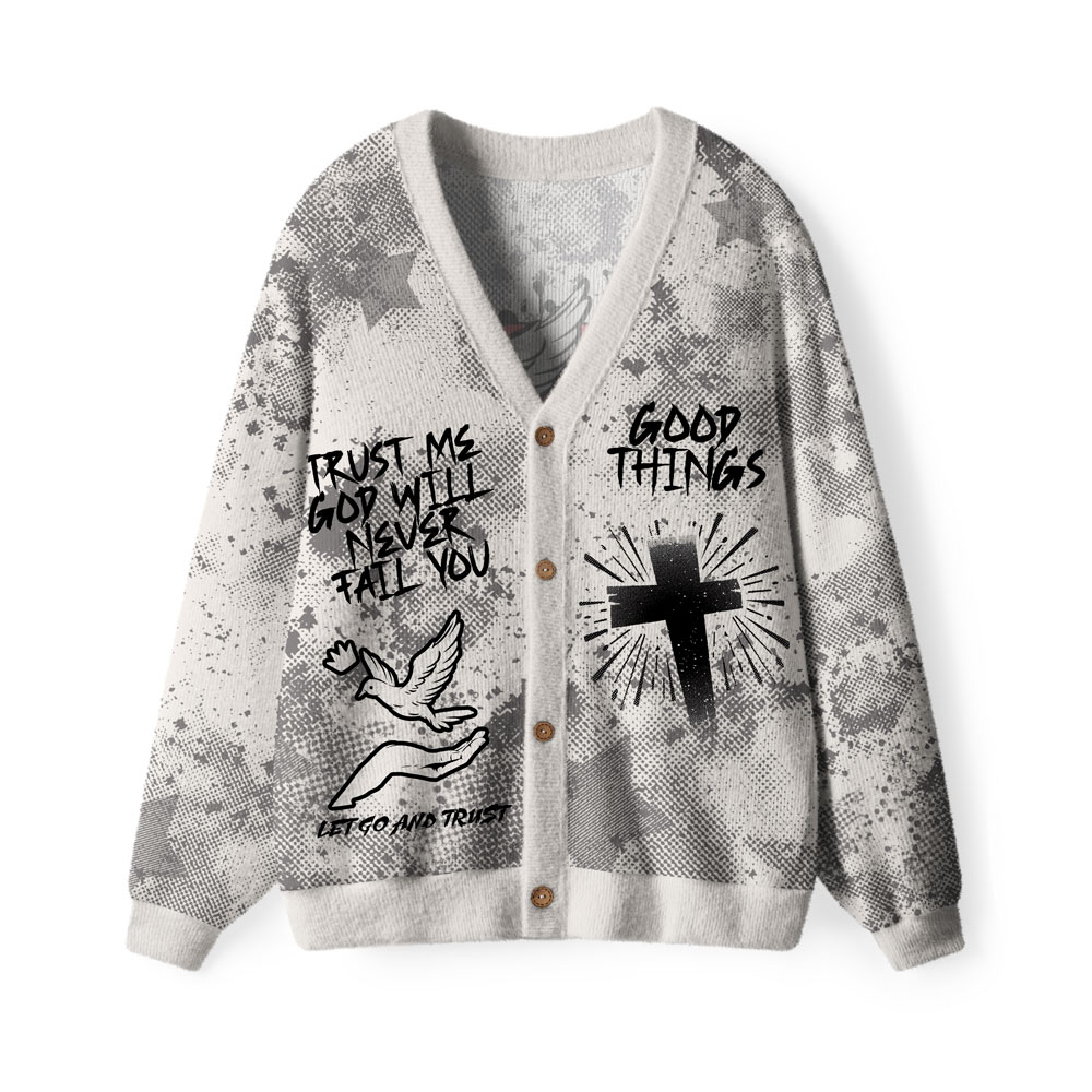 Trust Me God Will Never Fall You Furry Christian Lightweight Cardigan