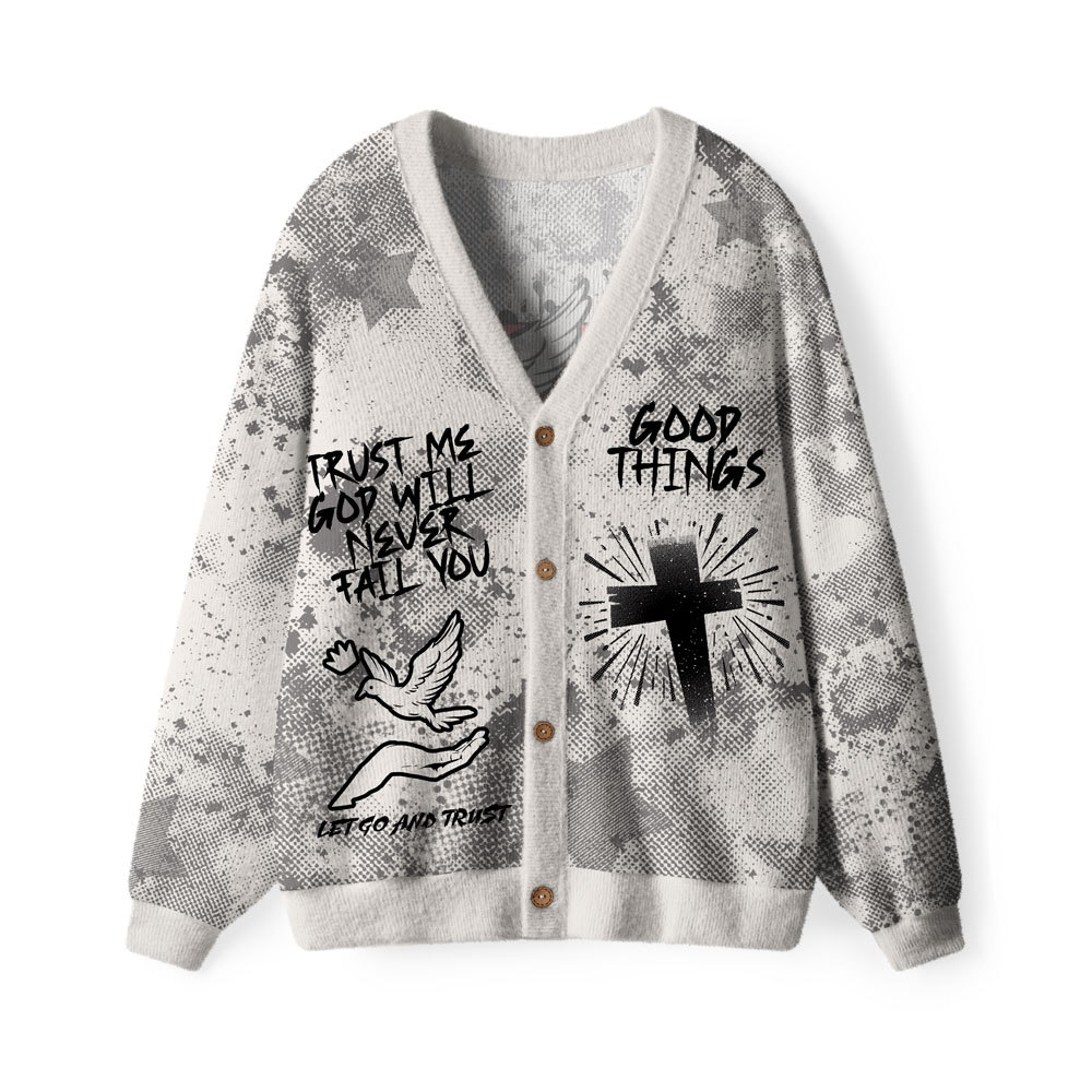 Trust Me God Will Never Fall You Furry Christian Lightweight Cardigan