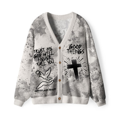 Trust Me God Will Never Fall You Furry Christian Lightweight Cardigan
