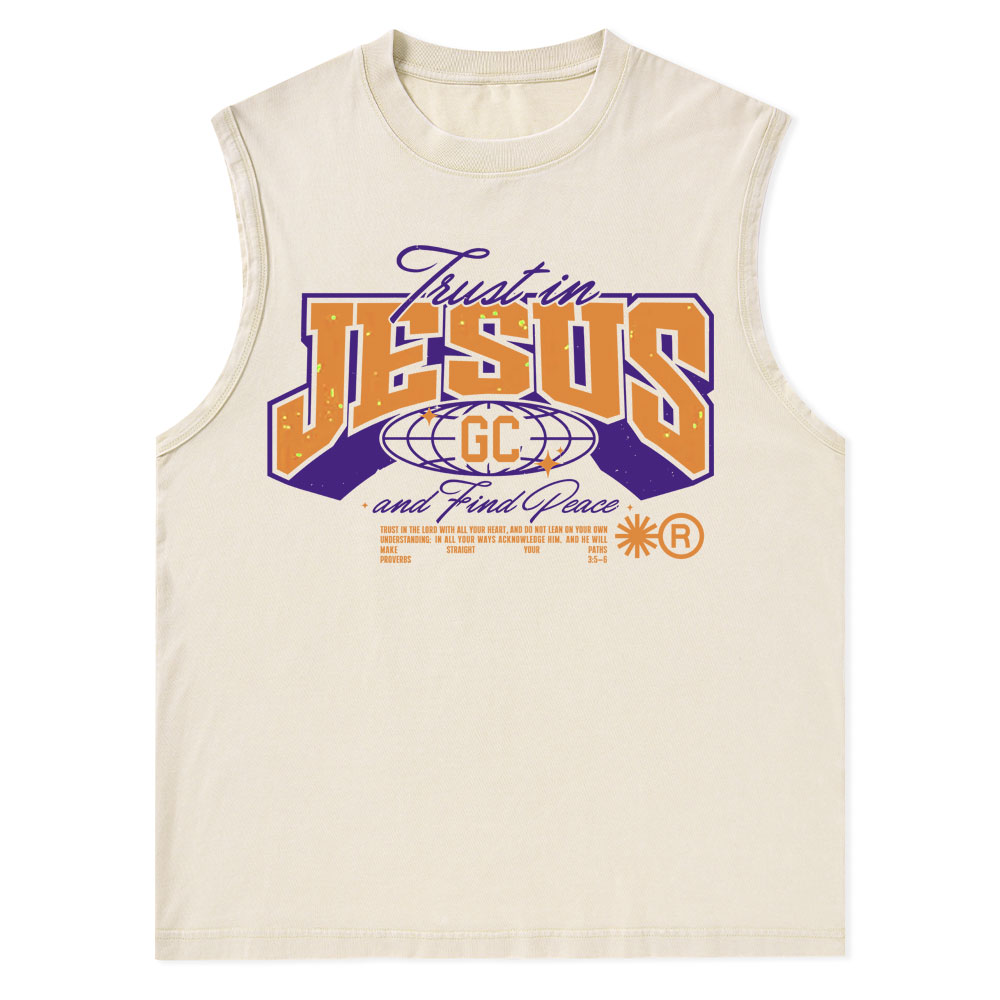 Trust in Jesus Christian Washed Tank Top