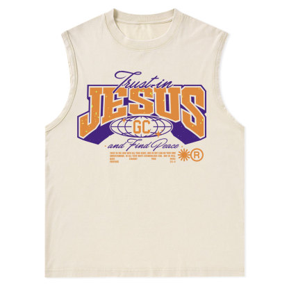 Trust in Jesus Christian Washed Tank Top