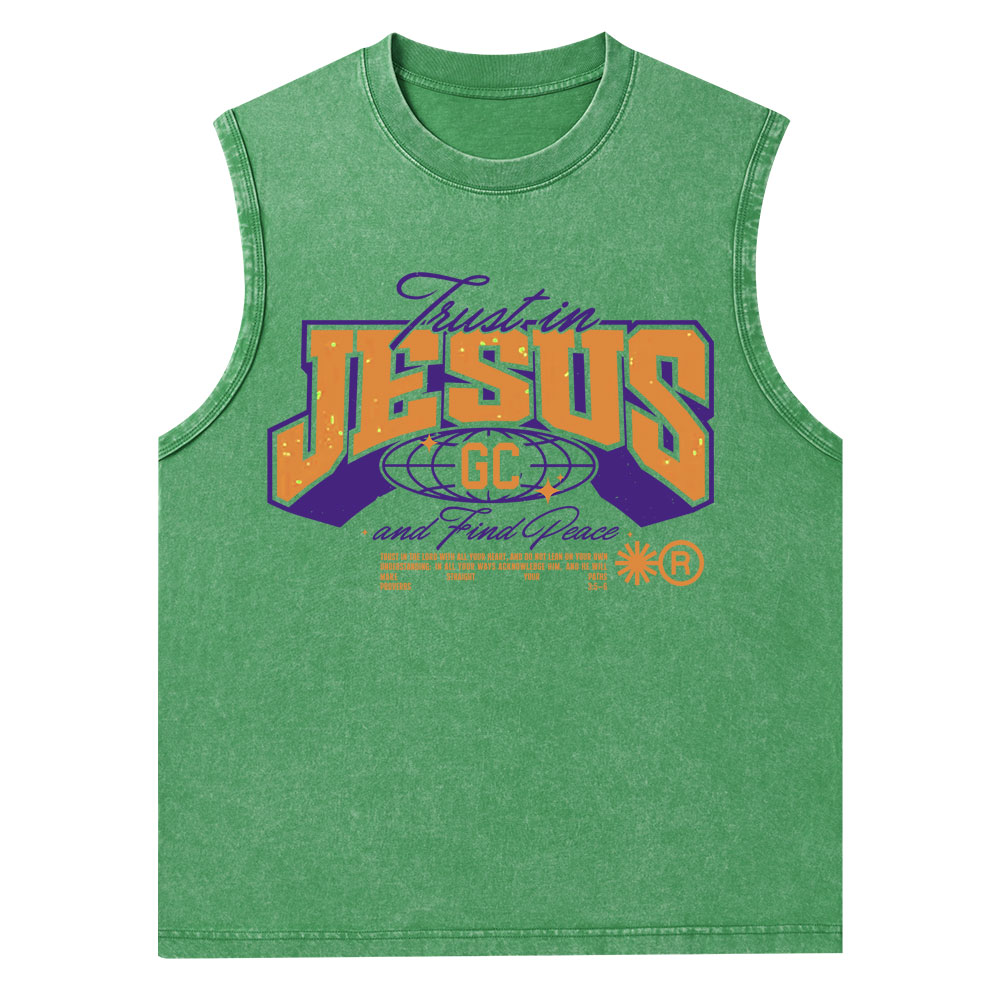Trust in Jesus Christian Washed Tank Top