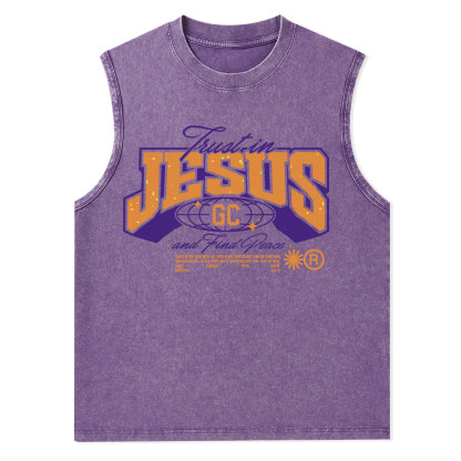 Trust in Jesus Christian Washed Tank Top