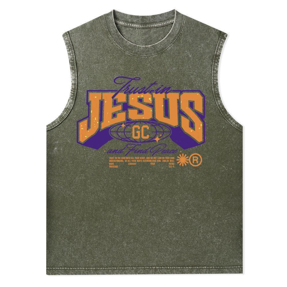 Trust in Jesus Christian Washed Tank Top