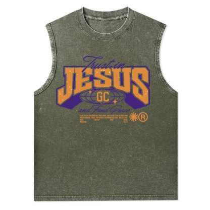 Trust in Jesus Christian Washed Tank Top