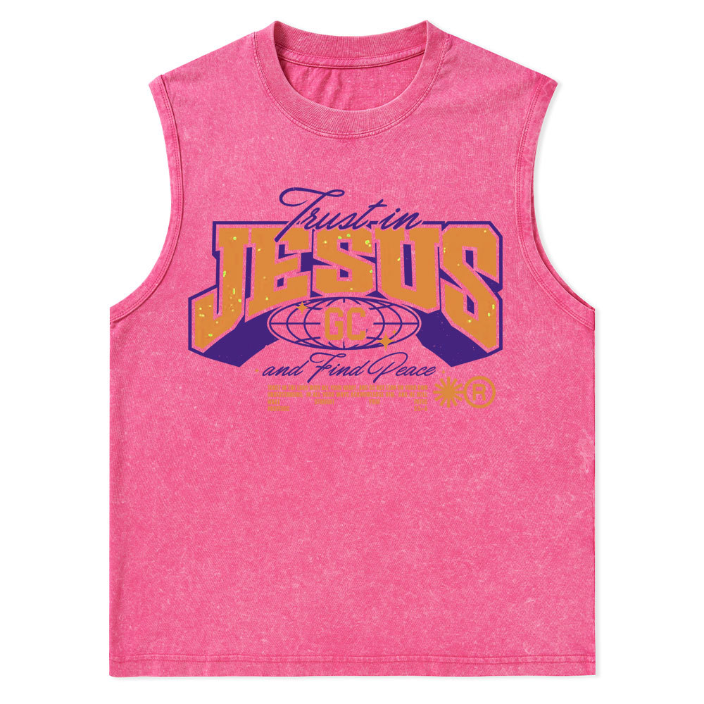 Trust in Jesus Christian Washed Tank Top