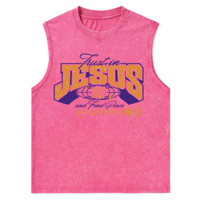 Trust in Jesus Christian Washed Tank Top