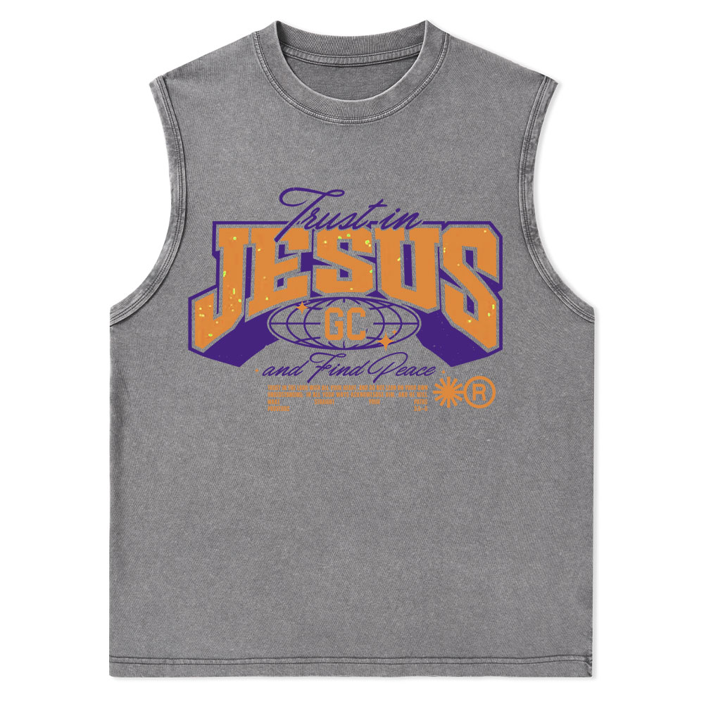 Trust in Jesus Christian Washed Tank Top