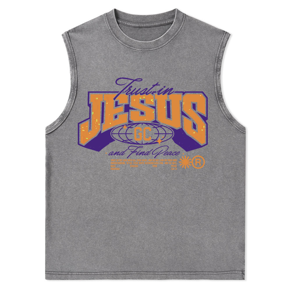 Trust in Jesus Christian Washed Tank Top