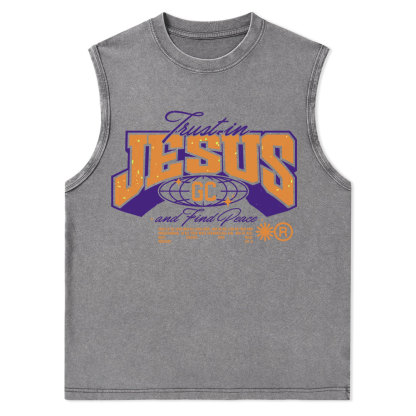 Trust in Jesus Christian Washed Tank Top