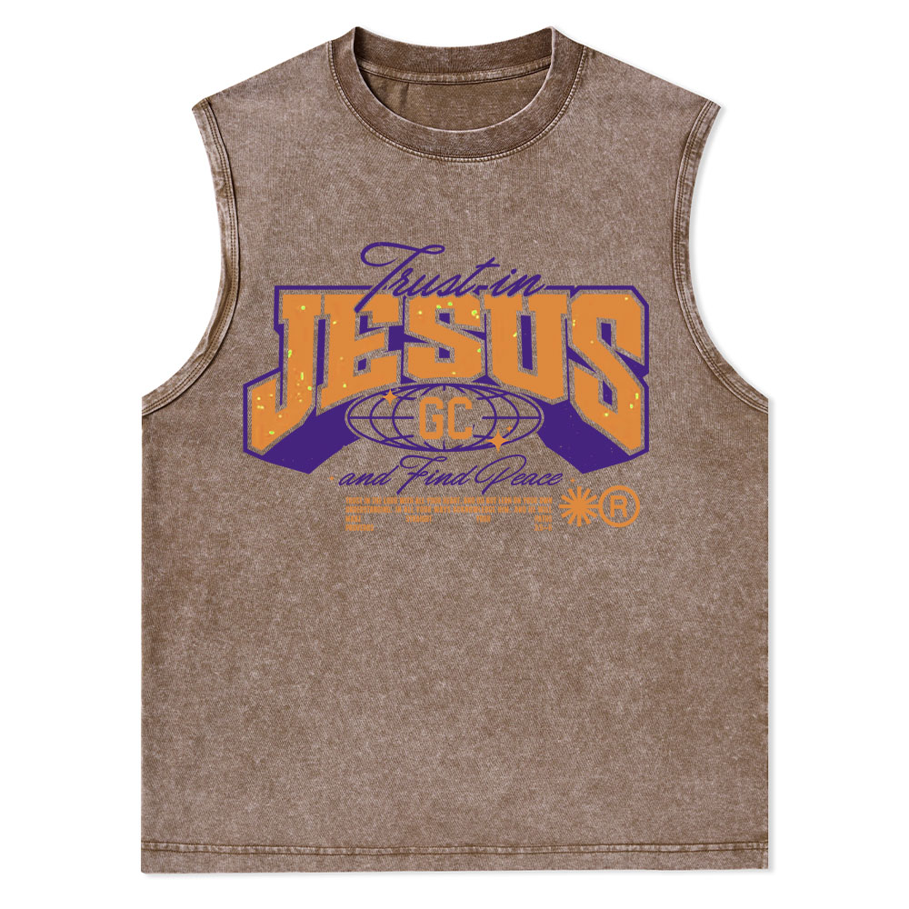 Trust in Jesus Christian Washed Tank Top