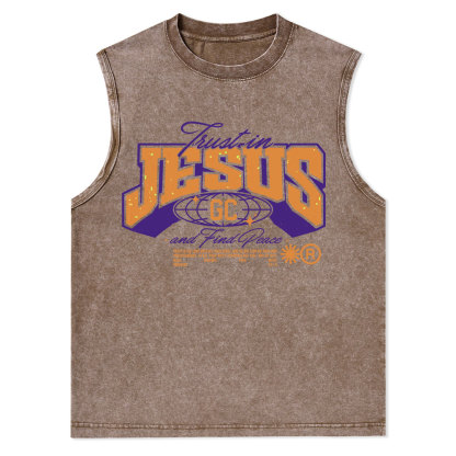 Trust in Jesus Christian Washed Tank Top