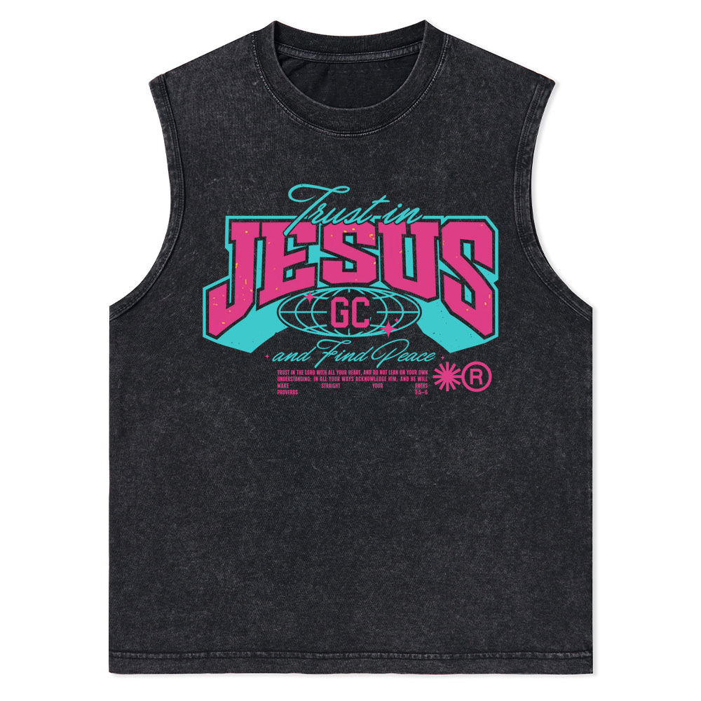 Trust in Jesus Christian Washed Tank Top