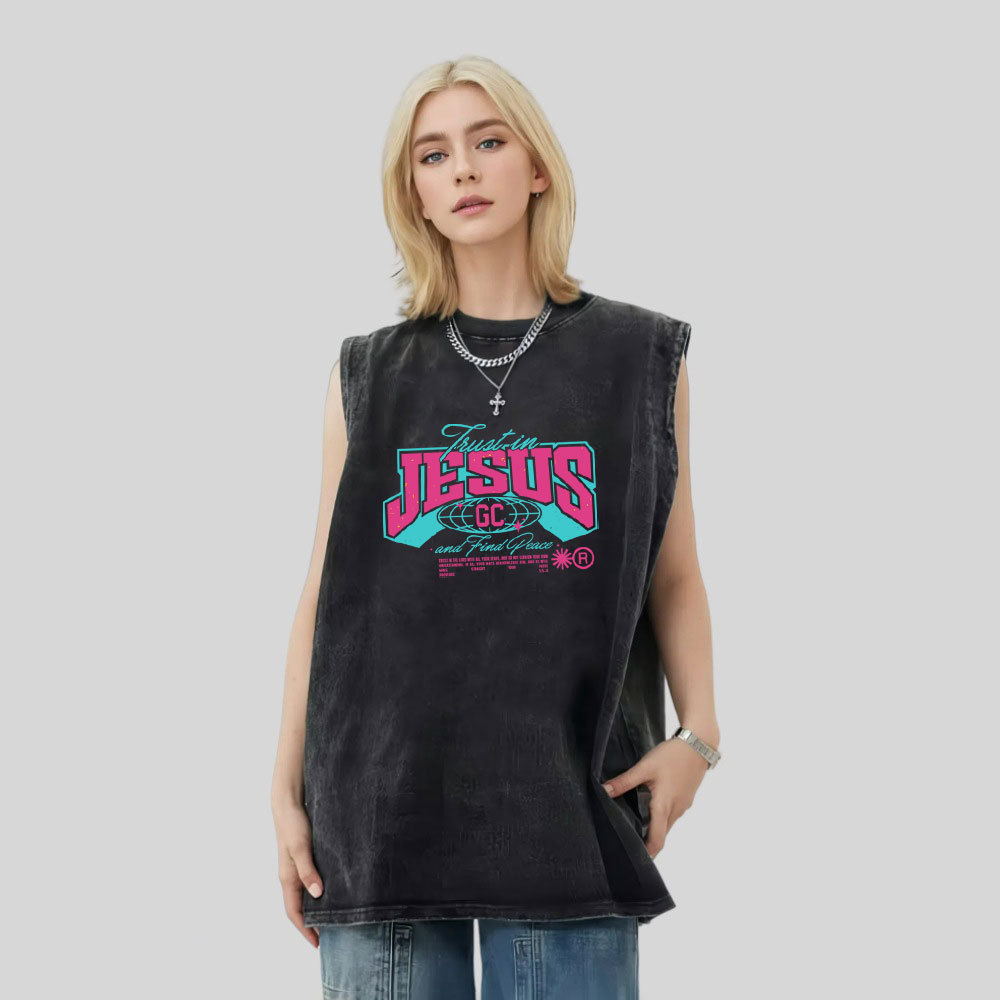 Trust in Jesus Christian Washed Tank Top